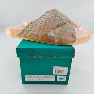 Lauren Lorraine Jelly Sandal Size Large 9-10 NEW Rhinestone Flip Flop Slip On